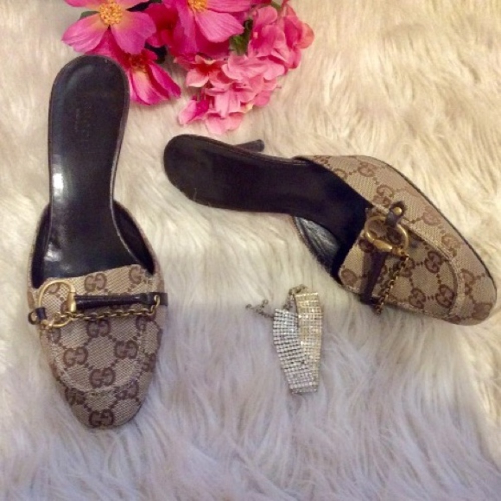 Gucci monogram slides